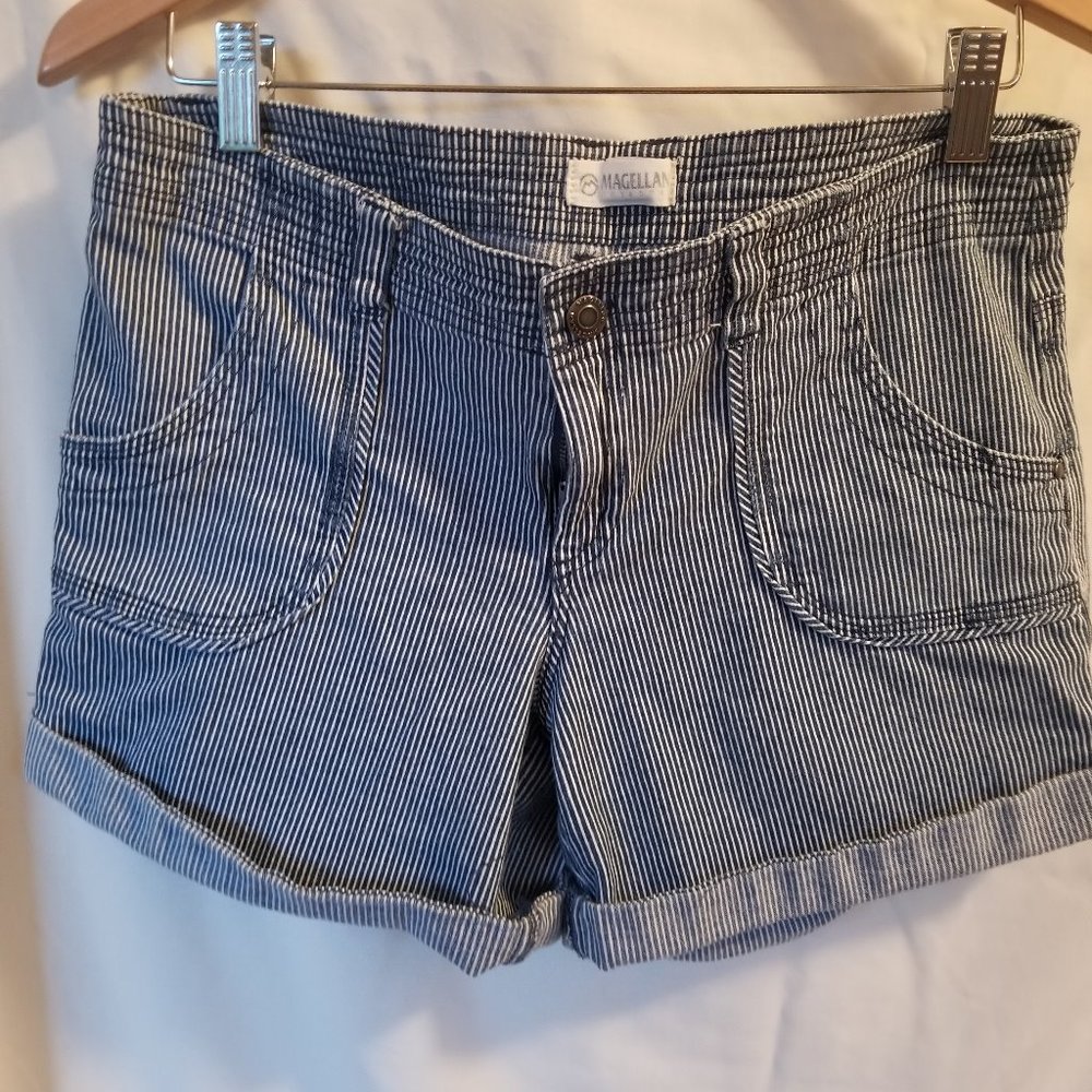 Magellan womans navy blue & white striped shorts